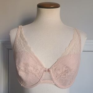 Chantelle Lace T-shirt Bra Women's Size 32DDD Ultra Smooth Lined Bow Romantic